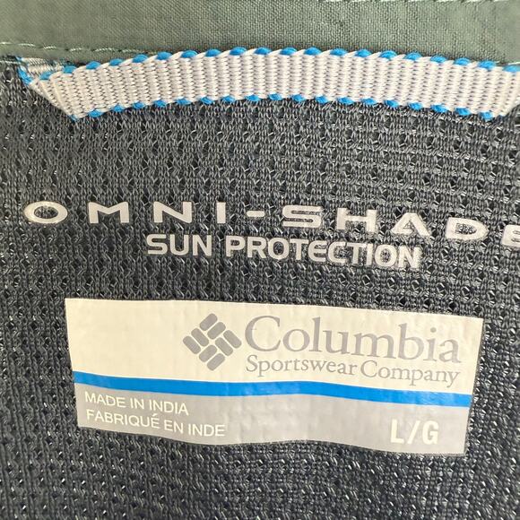 Columbia Mens Omni-Shade Sun Protection Long Sleeve Button-Up Green Shirt Large - Picture 11 of 12